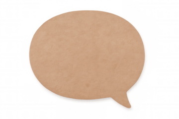 Speech bubble cutout standing against transparent backdrop, symbolizing communication, ready for message insertion and idea expression