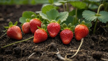 strawberries growing on the ground