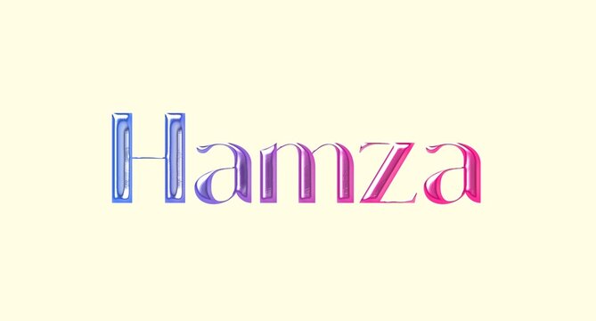 Hamza name. Arabic latin Name illustration. Colorful gradient graphic vector typography with removable background. 3D Separate Arabian name.