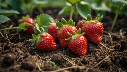 strawberries growing on the ground