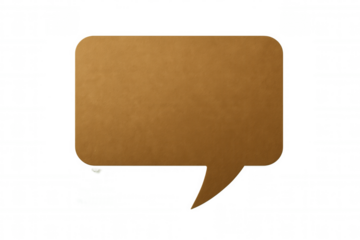 Golden speech bubble represents communication, dialogue, and message exchange on a transparent background