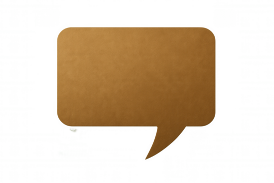 Golden speech bubble represents communication, dialogue, and message exchange on a transparent background