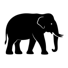 Design a black silhouette of a Sumatran Elephant white background clean vector shape
