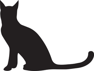 Cat silhouette vector, cute cat sitting silhouette vector illustration.
