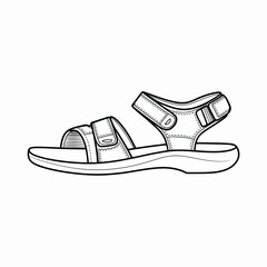 sandal, footwear, outline, illustration, drawing, graphic, shoe, vector, coloring, fashion, summer, casual, apparel, strap, comfort, style, minimalist, template, contour, sketch, symbol, leather, open
