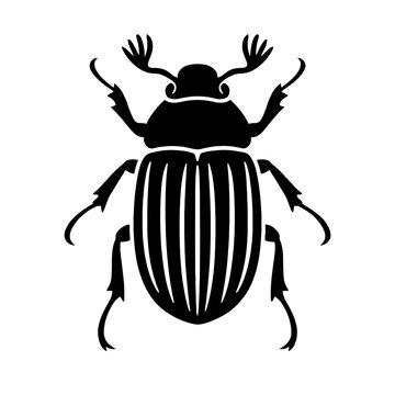 Design a black silhouette of a TenLined June Beetle white background clean vector shape