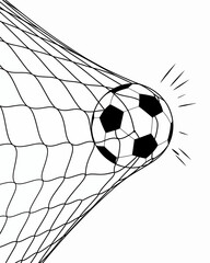 soccer, goal, football, scoring, net, ball, striker, kick, match, game, shot, score, sports, athlete, win, team, competition, field, netting, celebration, dynamic, energy, motion, illustration, drawin