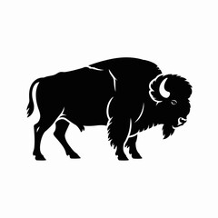 buffalo, bison, silhouette, wildlife, western, icon, rustic, nature, mammal, prairie, herd, plains, strong, wild, outdoors, animal, logo, emblem, vintage, strength, rugged, bold, graphic, cattle, fron