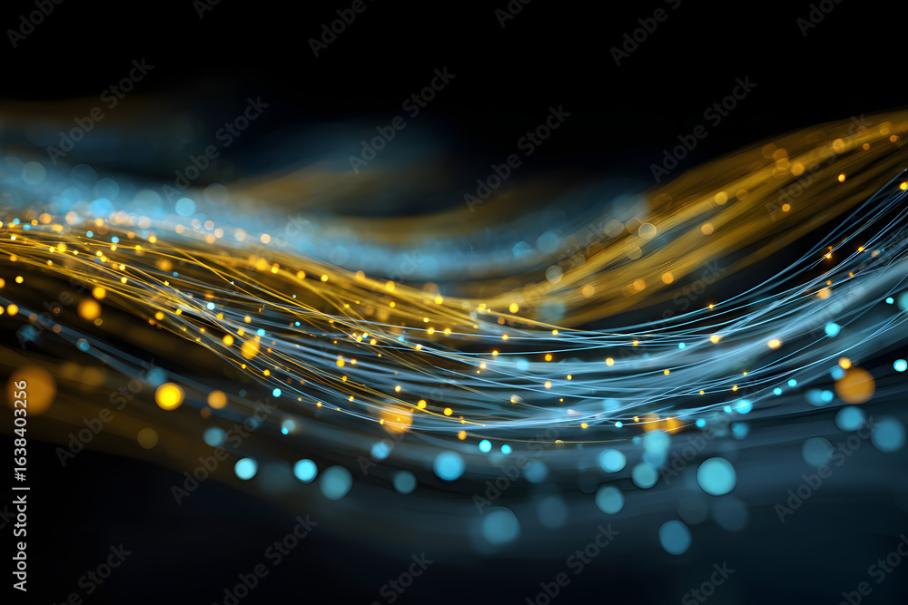 Poster this image showcases a dynamic blend of blue and yellow light streaks, representing connectivity and