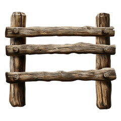 Obraz premium Rustic wooden log fence isolated on transparent background