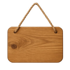 Fototapeta premium Rustic Wooden Sign with Natural Rope Hanger Displaying Wood Grain Texture and Knot Detail