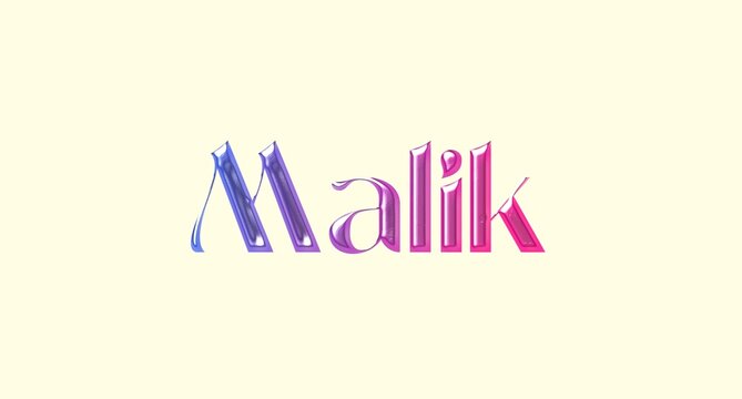 Malik name. Arabic latin Name illustration. Colorful gradient graphic vector typography with removable background. 3D Separate Arabian name.