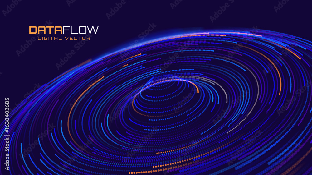 Aufkleber fintech big data visualization. abstract digital circles of particles. futuristic circular sound wav