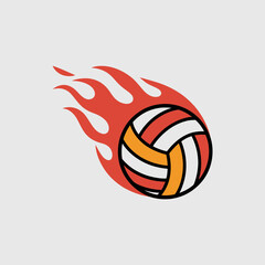 Obraz premium volleyball, icon, flaming, sports, ball, fire, competition, dynamic, game, athlete, energy, team, action, motion, heat, play, fast, strike, serve, spike, match, athletic, power, court, sport, passion,