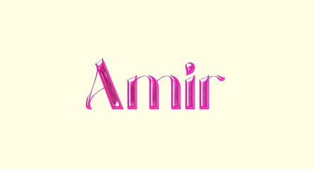 Amir name. Arabic latin Name illustration. Colorful gradient graphic vector typography with removable background. 3D Separate Arabian name.