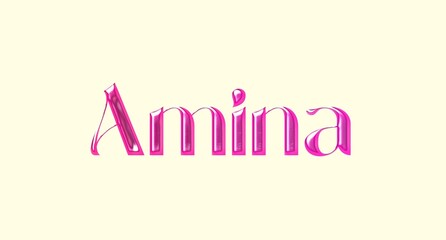 Amina name. Arabic latin Name illustration. Colorful gradient graphic vector typography with removable background. 3D Separate Arabian name.