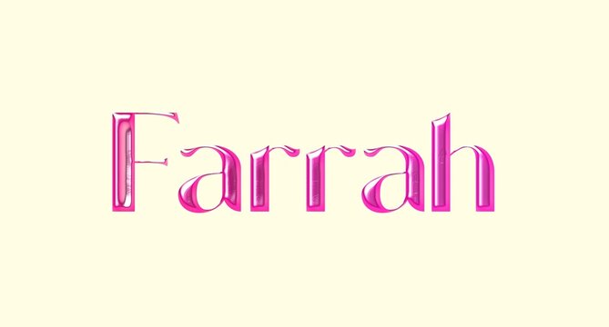 Farrah name. Arabic latin Name illustration. Colorful gradient graphic vector typography with removable background. 3D Separate Arabian name.