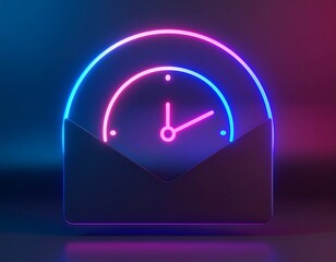 Neon envelope with clock; time-sensitive message