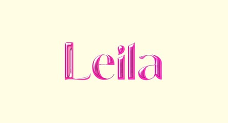 Leila name. Arabic latin Name illustration. Colorful gradient graphic vector typography with removable background. 3D Separate Arabian name.