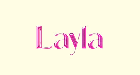 Layla name. Arabic latin Name illustration. Colorful gradient graphic vector typography with removable background. 3D Separate Arabian name.