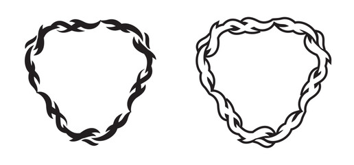 Neo tribal cyber triangle frame border. Silhouette and outline. Abstract elements vector clip art 
