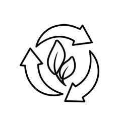 Recycle icon. Sustainability vector. Three recycling arrows with a plant in the center net zero, green energy, web icon. outline design style.