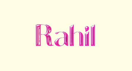 Rahil name. Arabic latin Name illustration. Colorful gradient graphic vector typography with removable background. 3D Separate Arabian name.