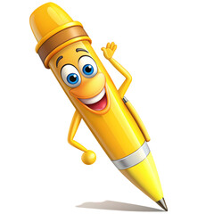 A Joyful Yellow Pencil Character A Whimsical Illustration of Creativity and Writing
