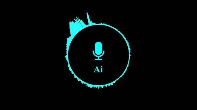 voice message Animation on black background, assistant for AI chat technology waveform AI Chat innovation sound wave. Intro or motion graphics for radio, broadcast, entertainment, network, technology.