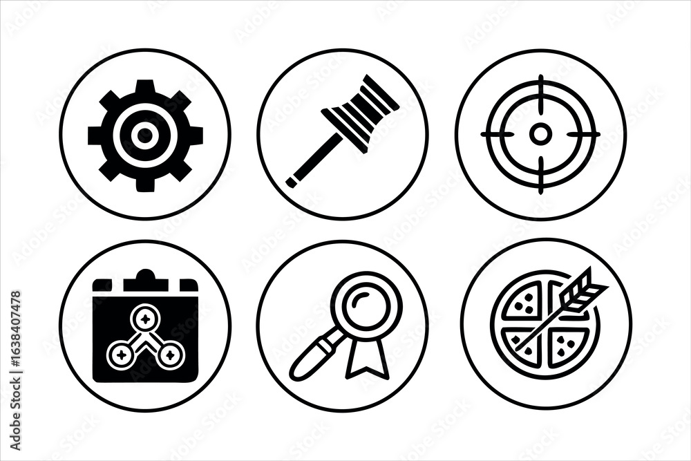 Poster black and white vector icon set of easter eggs for web and design uses