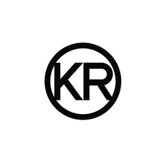 Black kr monogram logo inside a circle on white background