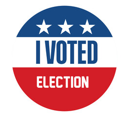 I Voted Sticker, Public Voting Location, Graphic Design, Civic Engagement, Close-Up Viewpoint