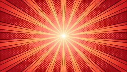 Red Comic Book Background with Radial Zoom Lines and Sunburst Effect for 2025

