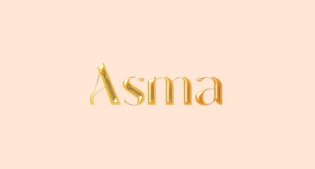 Asma name. Arabic latin Name illustration. Colorful gradient graphic vector typography with removable background. 3D Separate Arabian name.