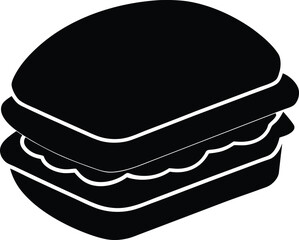 Breakfast Sandwich Silhouette Vector Art Illustration