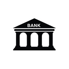 Classic bank building icon with columns and pediment