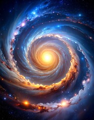 Obraz premium Spiral galaxy, vibrant colors, cosmic nebula