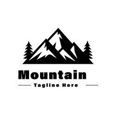 Black Mountain Nature with River Circle Vintage Company Logo Stamp