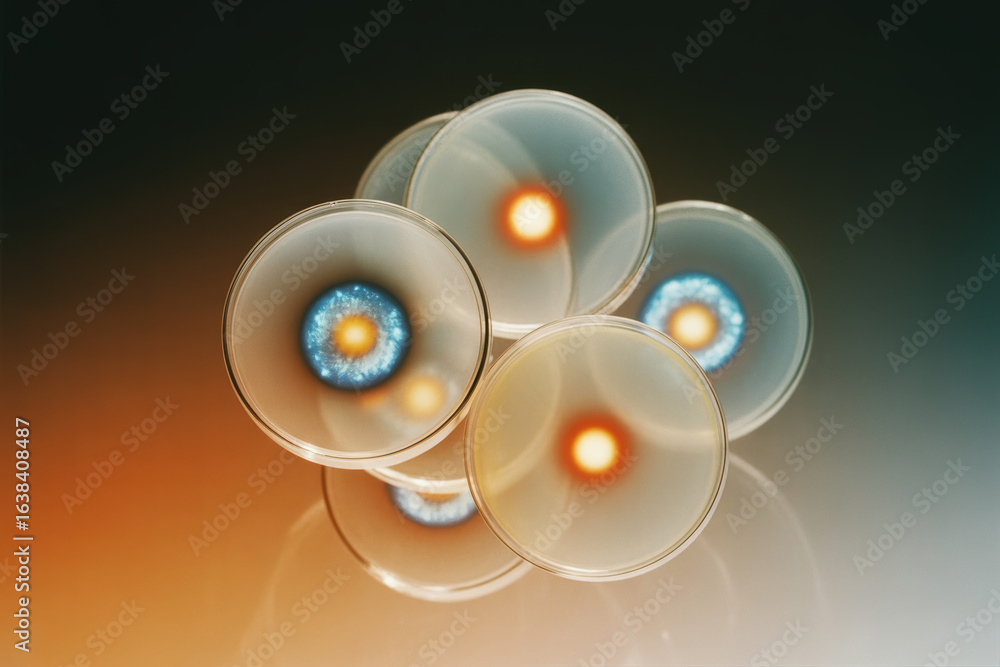 Poster abstract glowing energy orbs in a dynamic fusion of light and color