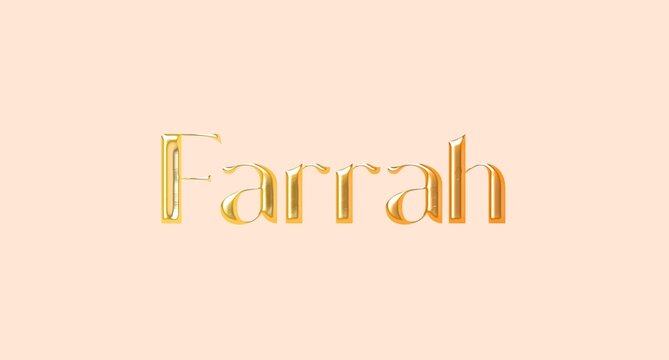 Farrah name. Arabic latin Name illustration. Colorful gradient graphic vector typography with removable background. 3D Separate Arabian name.