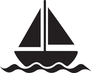 Silhouette Style Vector Sail Boat Logo Design Icon – Minimal Nautical Symbol for Travel, Marine, Adventure, or Coastal Branding, Elegant Monochrome Yacht Graphic for Print, Web, and Merchandise