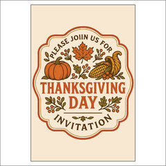 Thanksgiving Day Invitation Label Design
