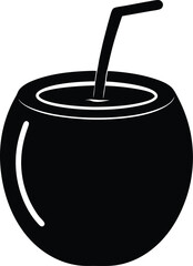 Coconut Water Silhouette Vector Art Illustration