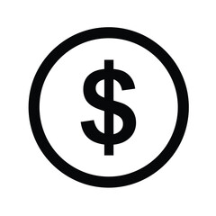 Obraz premium Simple black and white dollar sign icon within a circle