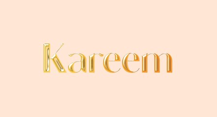 Kareem name. Arabic latin Name illustration. Colorful gradient graphic vector typography with removable background. 3D Separate Arabian name.