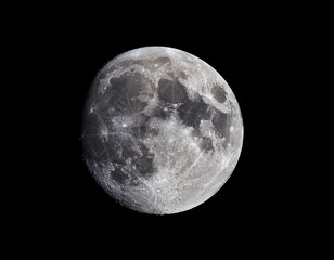 photorealistic rendering of the full moon showcasing intricate craters and detailed surface texture earths natural satellite illuminated in dark space representing astronomy and