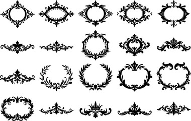 Vintage Decorative Divider Ornaments  Frame and Wreath  Vector Bundle 
