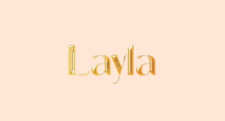 Layla name. Arabic latin Name illustration. Colorful gradient graphic vector typography with removable background. 3D Separate Arabian name.