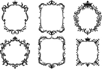Obraz premium Vintage Decorative Divider Ornaments Frame and Wreath Vector Bundle 