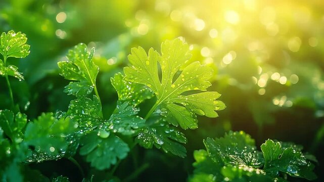 coriander leaves dew-kissed in punjab's morning mist video